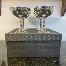 Vintage EPNS Silver Plated Champagne Coupe Glasses England Boxed Set of 4