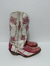 FronTex Embroidered Rose Embroidered Boots Women’s US Sz 6 B Pink & White