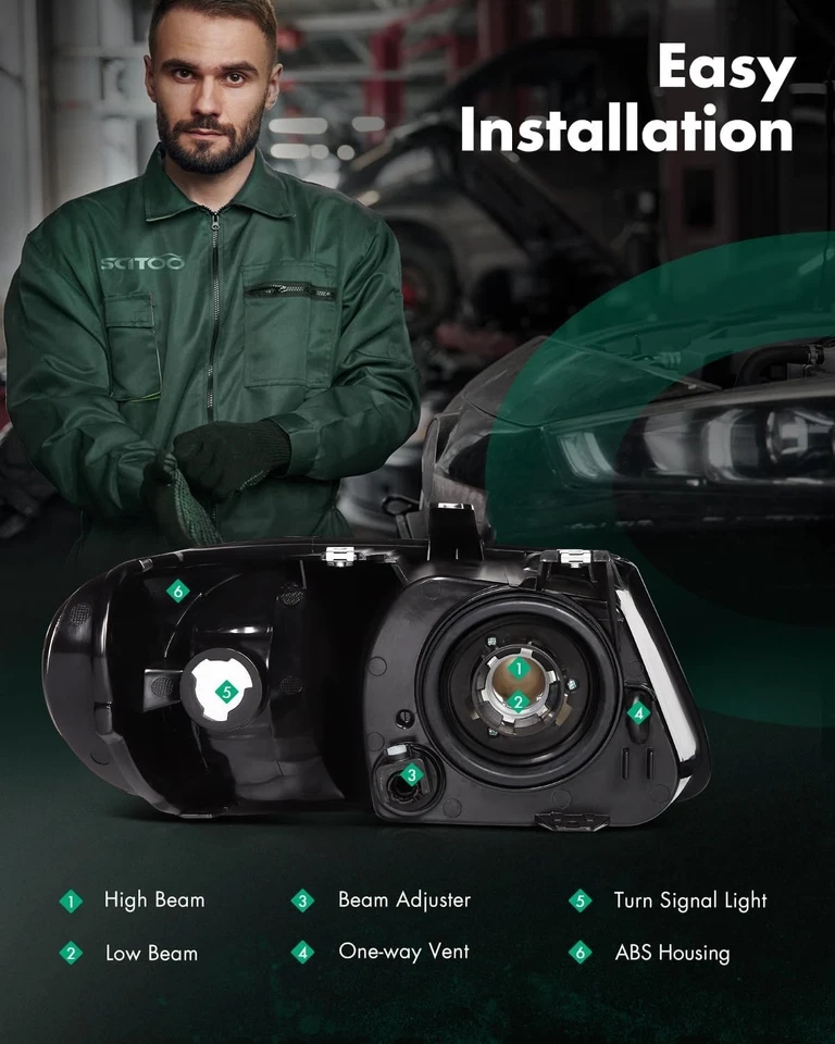 Conjunto de faros SCITOO para Chrysler Grand Voyager 2001-2002 01-07 Town Count Foto 3 de 4