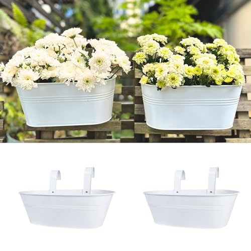 LaLaGreen Blumenkästen Aus Metall (2 St., 30,5 Cm) – Mit Kokosauskleidung Für Balkon & Garten