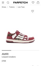 Amiri Leopard Skel Top Low  Sneaker  Size UK 8