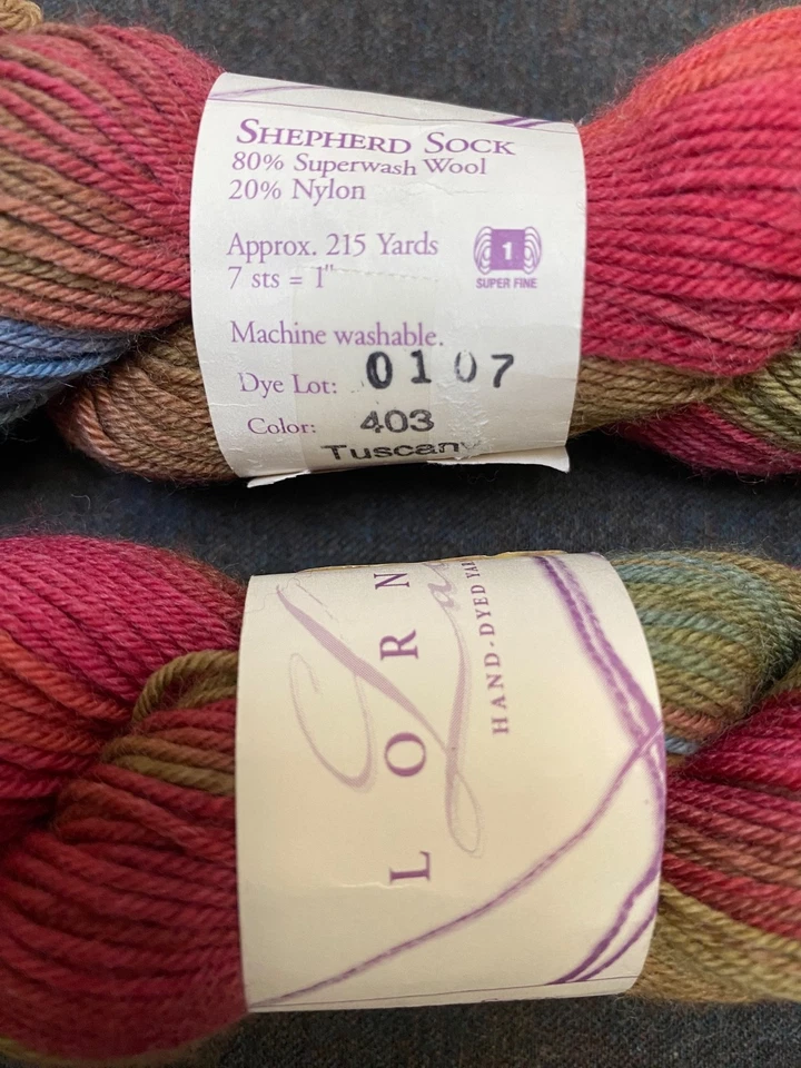 Lorna's Laces Pastor Calcetín Dedo Hilo 80% Lana LOTE DE 2 Toscanos #403 Foto 3 de 4