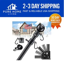 5ft Heavy-Duty Stainless Steel Flag Pole with Tangle-Free Rotating Rings