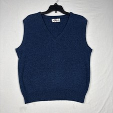 Vintage Jantzen Sweater Men's Medium Blue Speckled V Neck Vest Made In USA