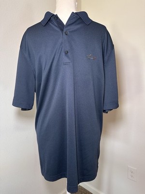 Greg Norman Play Dry Men s Blue Polo Shirt L Short Sleeve Golf Moisture Wicking