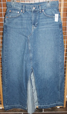NWT Women's GAP Denim Maxi Skirt Slit Front Raw Hem Medium Indigo Size 29/8