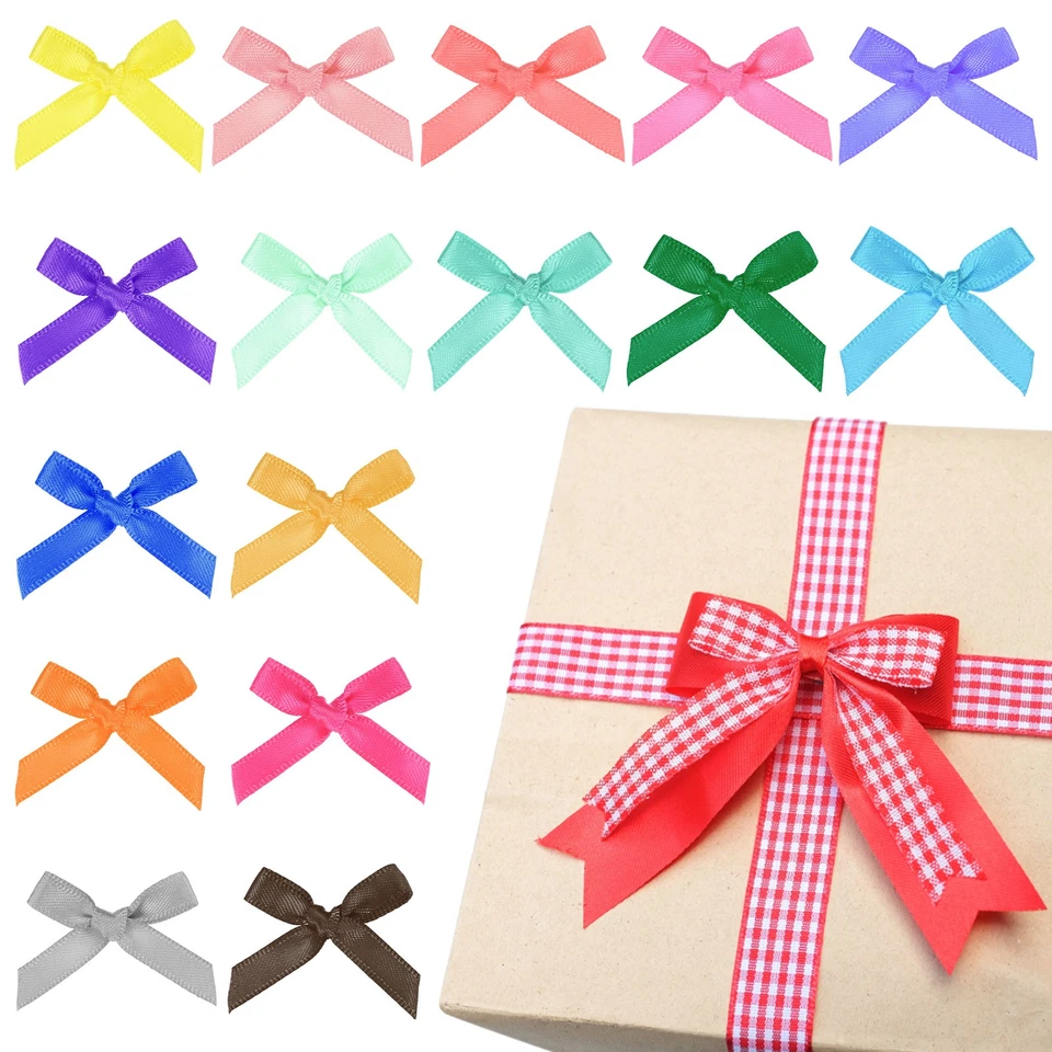 100-Pack Mini Craft Ribbon Bow 1.6x1 Inch for Craft DIY[Medium Pink] Foto 4 de 4