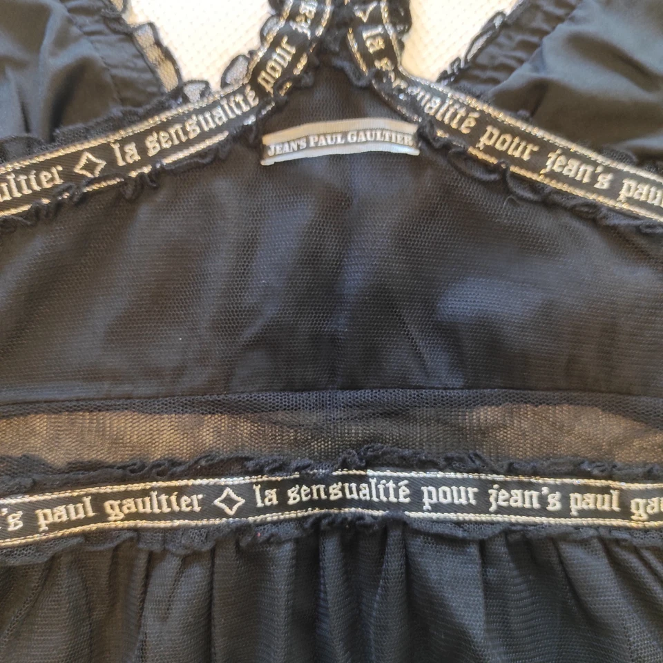 Jean Paul Gaultier Vintage Top Size XS Layered Black Mesh Semi Sheer - Photo 4/4