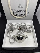 Vivienne Westwood Orb Lighter Pendant Necklace Two Orbs Chain Brand New In Box
