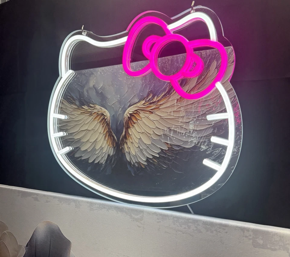 Espejo tocador Hello Kit con luz de neón 16 x 14 pulgadas espejo LED grande nuevo en caja Foto 4 de 4