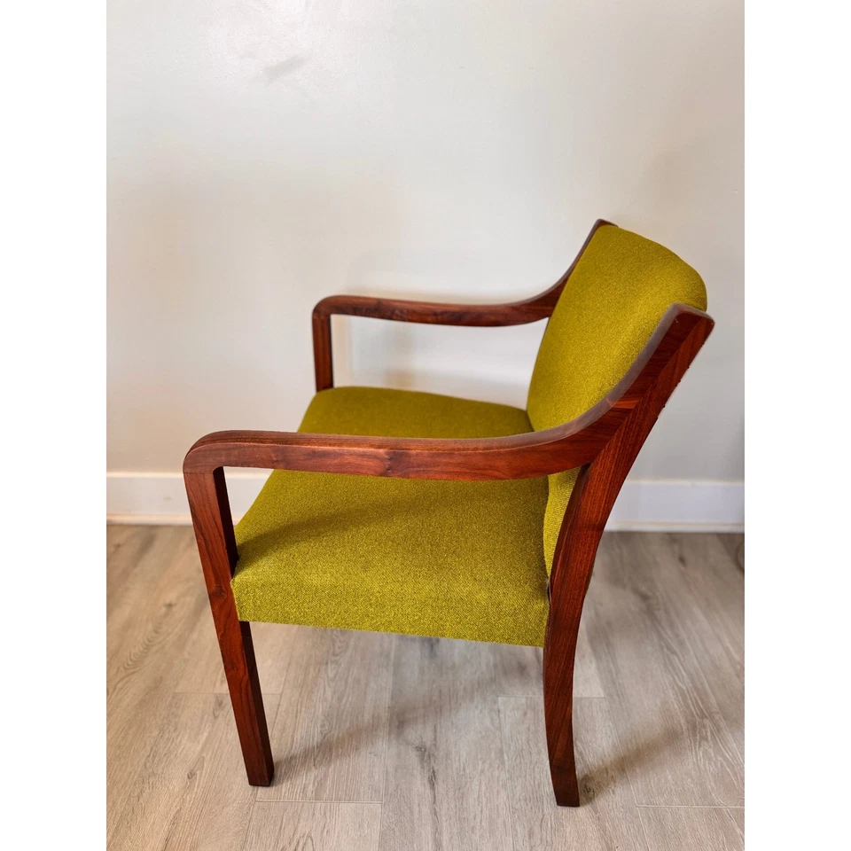 Sillón moderno Mid Century muebles Madison silla de escritorio de tweed verde nogal Foto 4 de 4