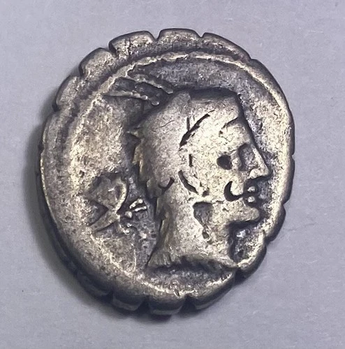 Ancient Roman Republic. L. Papius. AR Serrate Denarius. 79 BC.  INV#7357