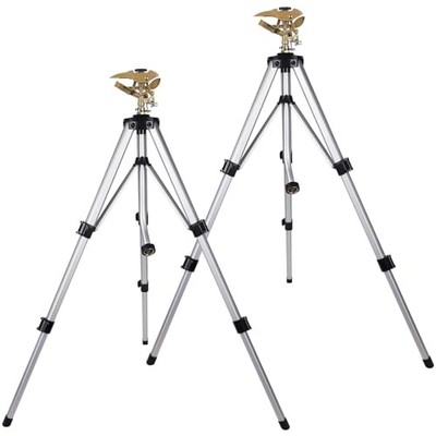 Large Impact Sprinkler Head on Tripod Base, Adjustable Zinc Alloy Lawn Sprinkler