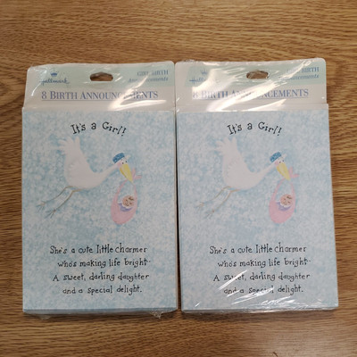 Hallmark Cards Birth Announcements Girl Invitations 2 Packs 16 Total