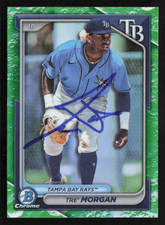 Tre' Morgan Signed 2024 Bowman Green Pattern Card # BP-126 Tampa Bay Rays 2
