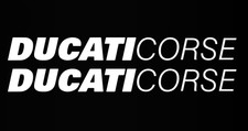 2 x DUCATI CORSE • Motorcycle Decal 190x19mm • Sticker • Gloss White • d11