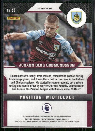 2021-22 Prizm Premier League PINK ICE Johann Berg Gudmundsson #69 - Picture 2 of 2