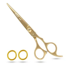 NIXCER HAIR CUTTING SCISSORS RAZOR EDGE JAPANESE STEEL SHEARS 6.5" GOLD