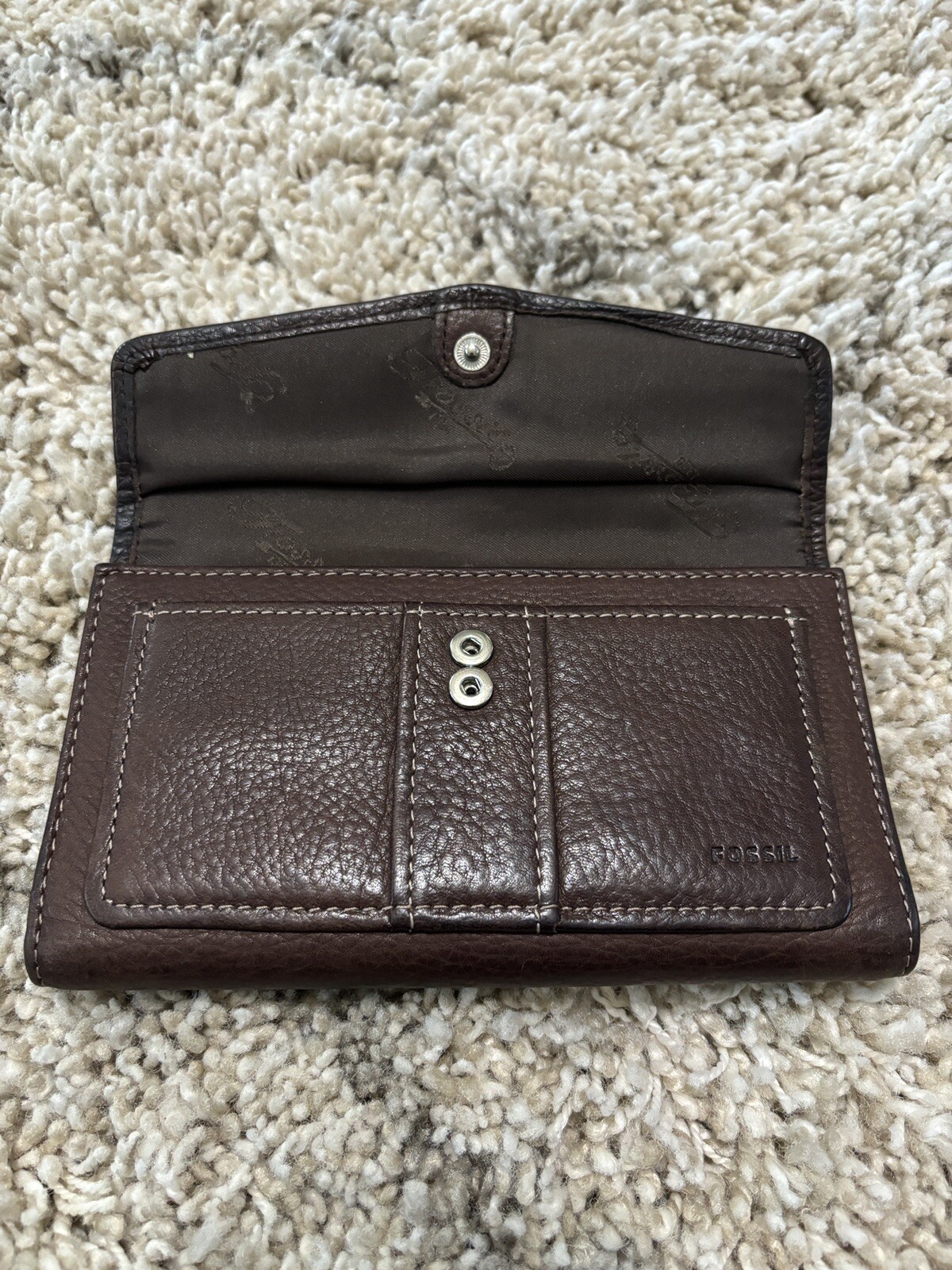 Fossil Multifunction Dark Brown Real Leather Wall… - image 3