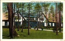 Vtg Postcard Hostess House, Naval Training Station, Norfolk, VA, Postmarked 1936