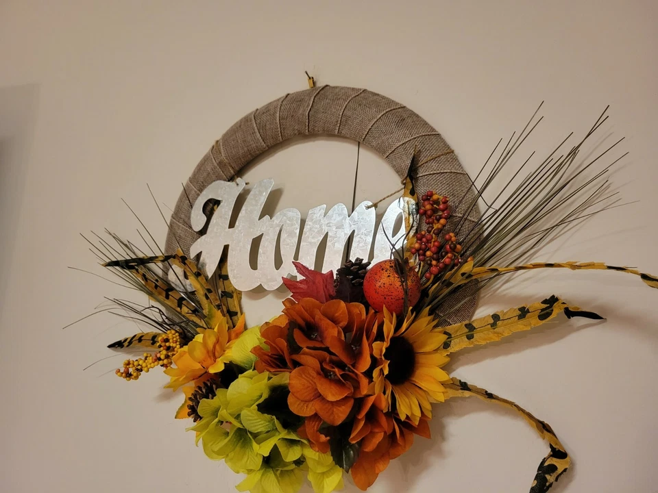 INICIO Hortensias Girasol Pluma Mini Granada Arpillera GUIRNALDA CAÍDA Puerta Delantera Foto 2 de 4