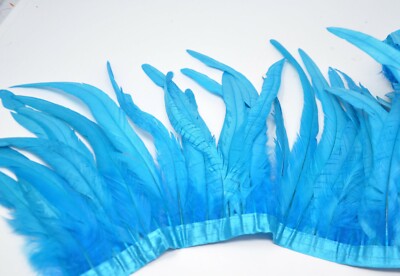 Rooster Feather Trim 10-12 inches Width for DIY Sewing Crafts Pack of 1/2 yard