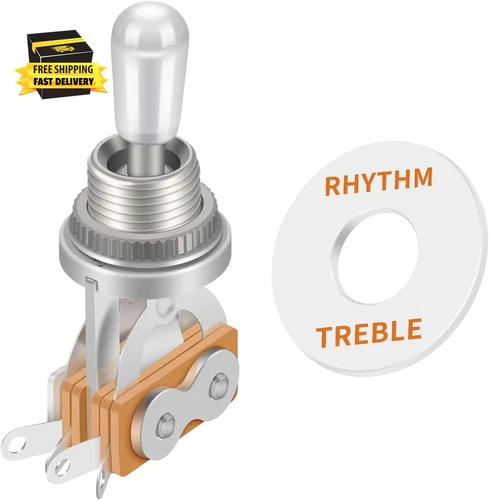 Guitar 3 Way Toggle Switch Position Short Straight Chrome Top Chrome Knobs for G