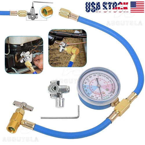 BPV31 Bullet Piercing Tap Valve Kit Refrigerator Fluoridation w/ Pressure Gauge