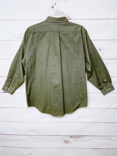 Barrington Mens Shirt Size 17 Olive Green Button Up Wrinkle Free Long Sleeve - Picture 4 of 5