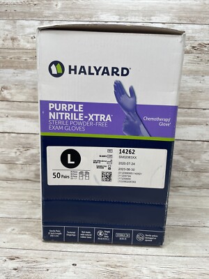 Halyard Purple-XTRA Nitrile STERILE PF Exam Gloves 1 Box Size 