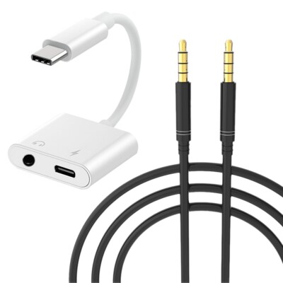 Efficiently 2in1 TypeC to 3.5mm Audio Aux Cable & Audio Cable f Motorola Moto Z3