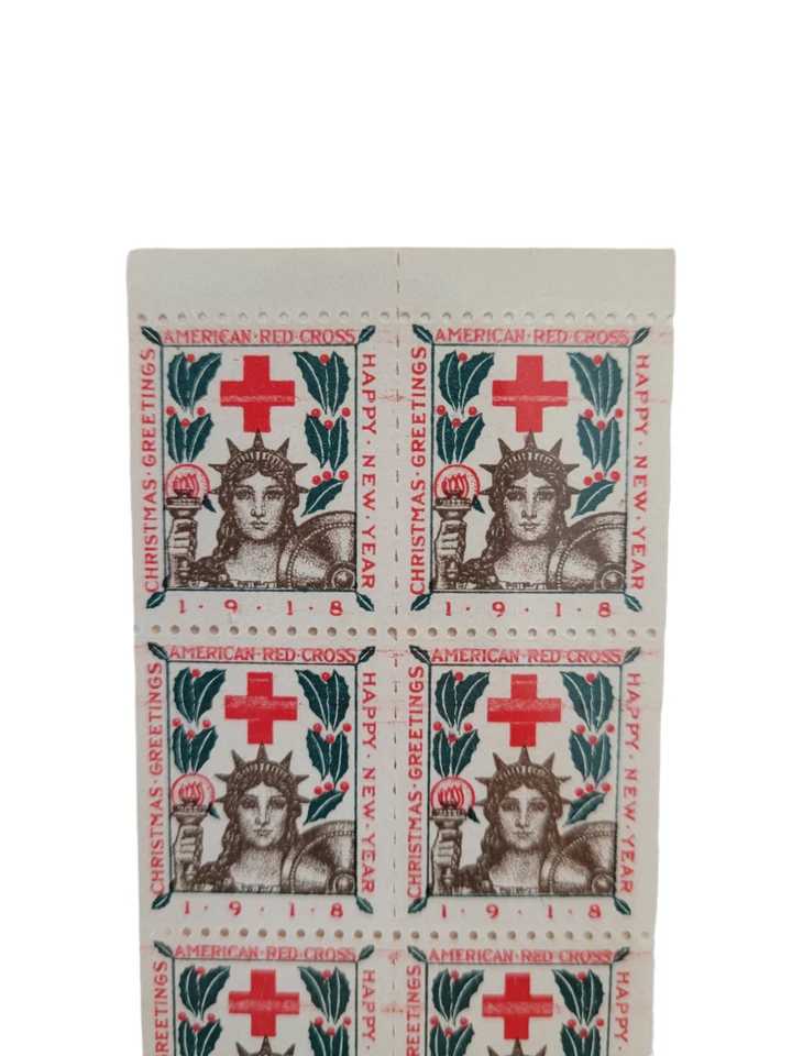 1918 American Red Cross Stamps Christmas Greetings Happy New Year Set of 10 - Image 2 of 3