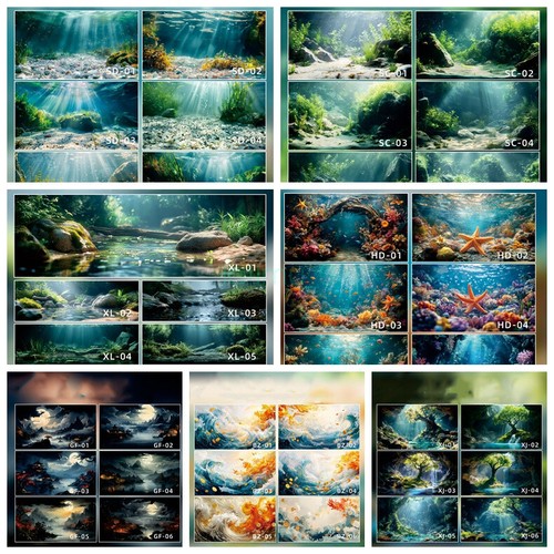 AU Aquarium Background Sticker Decor Fish Tank Landscape Poster Background👍 - Picture 8 of 27