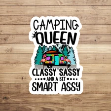 Camping queen sticker vinyl decal classy sassy and a bit smart assy funny camper