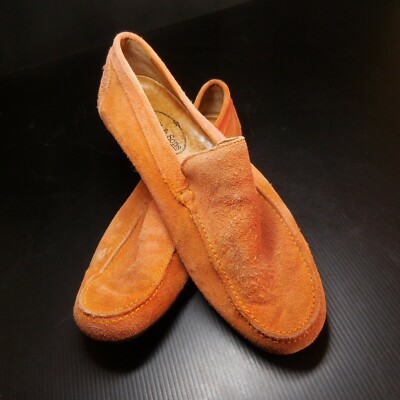 Pair shoe orange BRETT & SONS HAND MADE T40 fashion leather rubber N6983