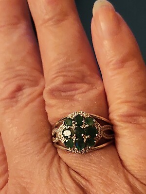Colleen Lopez Sterling Silver 925 Emerald & White Topaz Ring Size 8 NWOT 