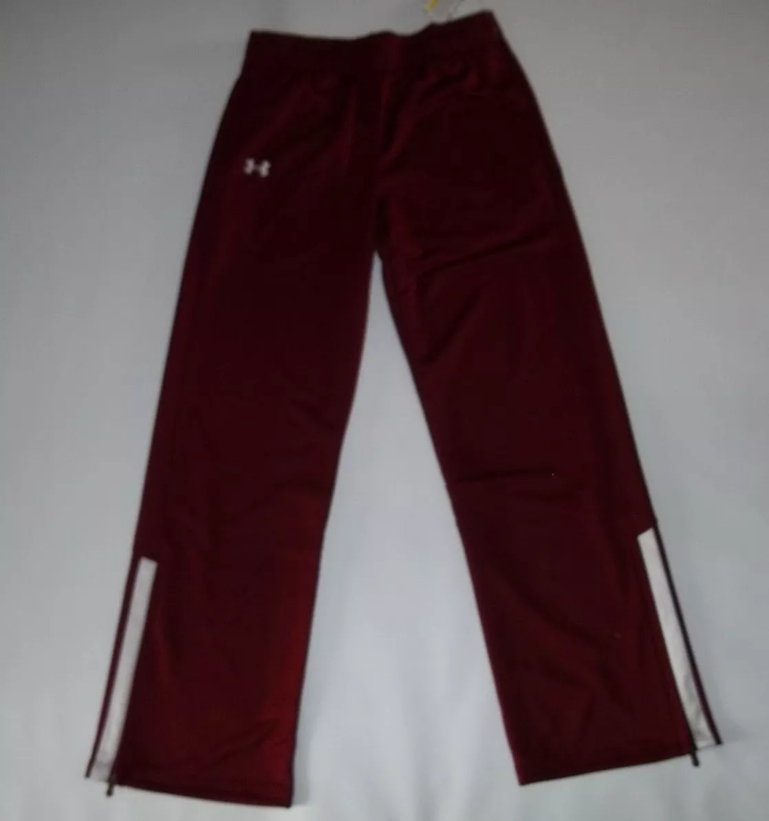 UNDER ARMOUR Burgandy Team Warm Up Athletic Campus Gym Track PANTS Womens XS NEW