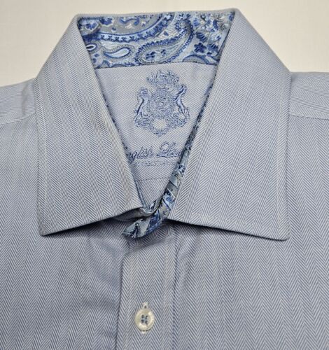 Mens English Laundry Long Sleeve Blue Button Front Shirt Size 17 34-35 - Picture 2 of 2
