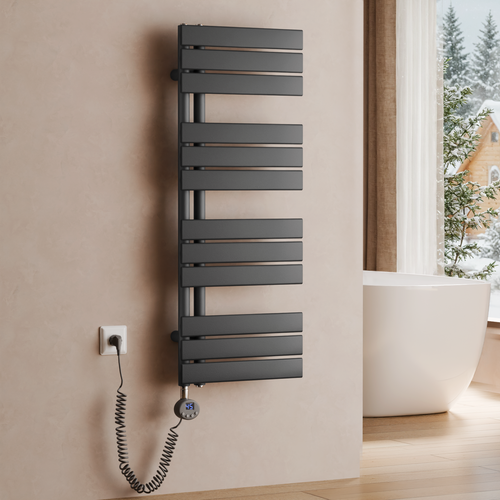 Badheizkörper Elektrisch mit Thermostat Elektro Flachheizkörper Handtuchwärmer - Bild 35 von 43