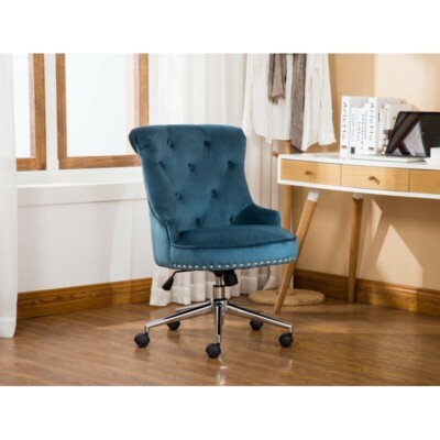 Wayfair Gabriela Blue Velvet Chesterfield Office desk Chair UK