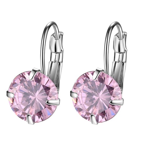 Silver Hoop Earrings Women Anniversary Jewelry Cubic Zirconia Round Hoop earring - Picture 13 of 23
