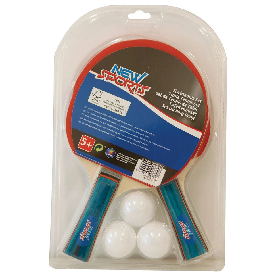 NEW SPORTS Tischtennis-Set 2 Schläger 3 Bälle Sarter set TT Tischtennisschläger NEU & OVP