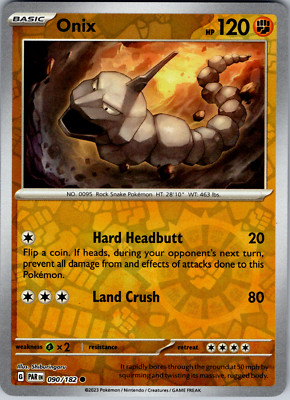 Pokemon - Onix - 090/182 - Paradox Rift - Reverse Holo - NM/M
