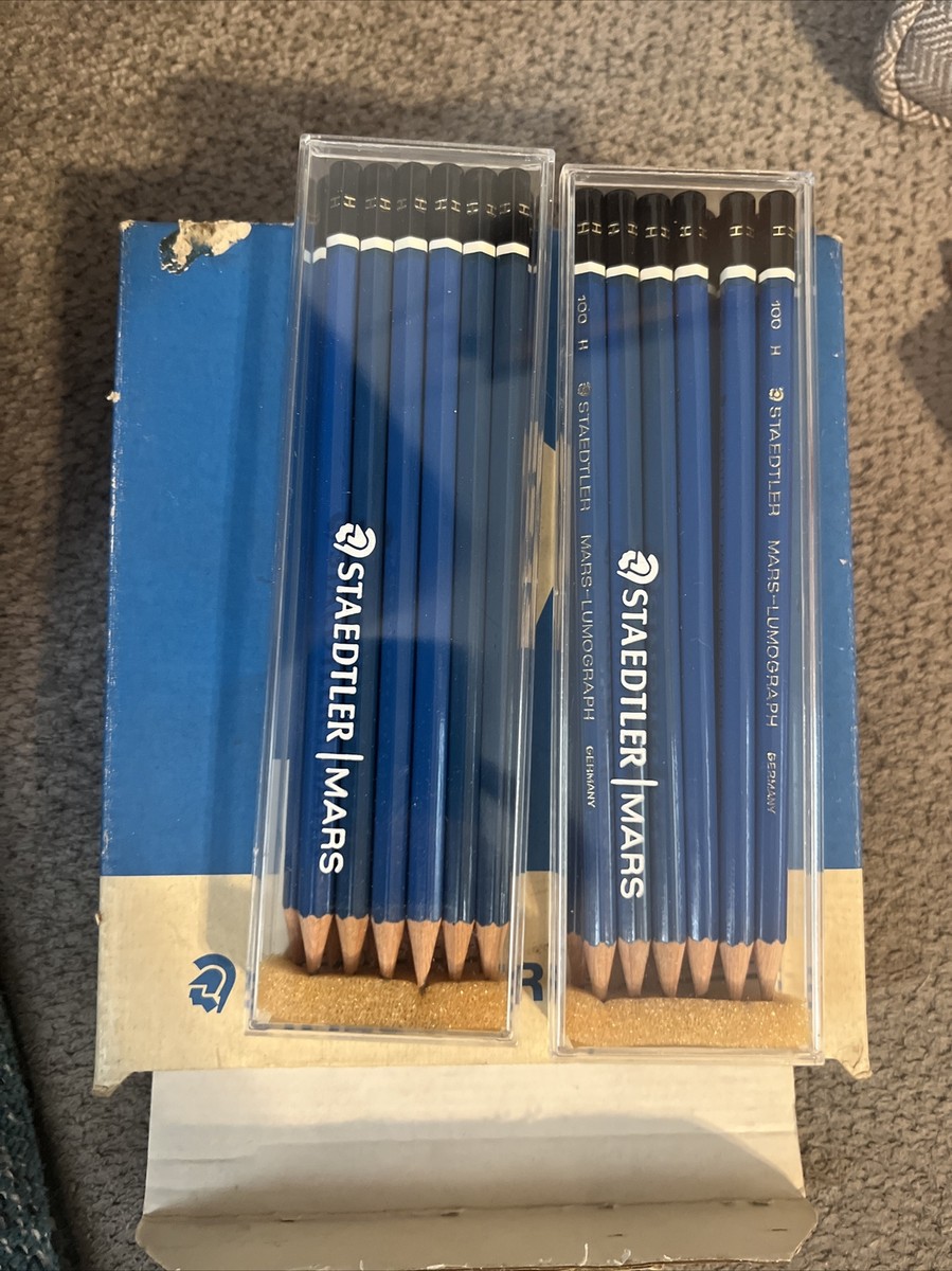 68 Vintage Staedtler Mars Lumograph Pencils Germany 100H w Plastic Box In  Case