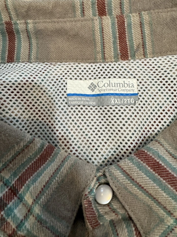 Camisa a Cuadros Columbia Sportswear PFG Perla Broches Ventilados Manga Larga Franela 2XL Foto 4 de 4
