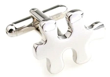 Puzzle Jigsaw Autism Awareness Pair Cufflinks Wedding Gift Box & Polishing Cloth