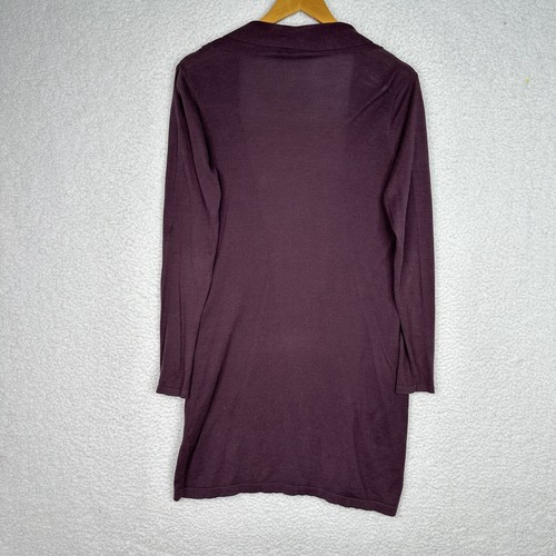 Bebe Cardigan Sweater Open Front Sz M Plum Silk Cotton Lightweight Lagenlook - Picture 9 of 9