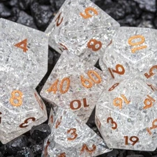 Sage's Kaleidoscopes Ice White Cracked Glass Gloss Finish Polyhedral DnDDice Set