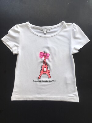CHARABIA PARIS LUXURY BOUTIQUE GIRL T-SHIRT 4 YR WHITE/EIFFEL SCREEN PRINT  NWT