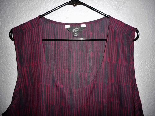 GNW Woman PLUS BLACK & BRICK RED Sleeveless Tank Top Geo Striped sz 2X NWT! - Picture 4 of 7